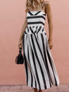 Sling Stripe Printed Casual Street Maxi Dress
