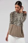 Casual Leopard print Gored Long sleeve T-Shirts