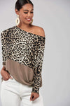 Casual Leopard print Gored Long sleeve T-Shirts