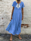 Summer short sleeve v-neck lace long bohe maxi dresses
