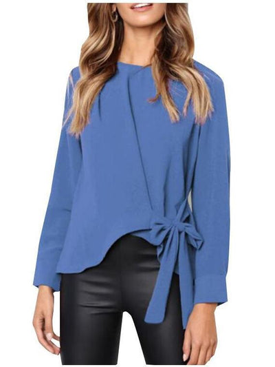 Long-Sleeved Button Collar Blouses