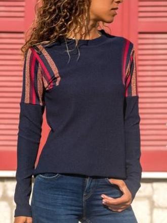 Fashion Casual Stripe Stitching Long Sleeve Hoodies T-Shirts