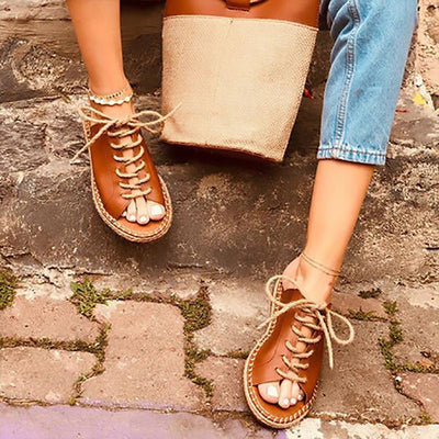 Women Fashion Casual Summer Lace Up Slide Sandals