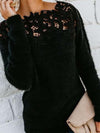 Asymmetric Neck Decorative Lace Plain Woman Sweaters