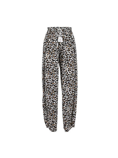 Sexy high waist lace tassel trousers leopard printed long pants
