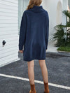 Loose sweater knit high neck  shift dresses Cable- Knit sweater dresses
