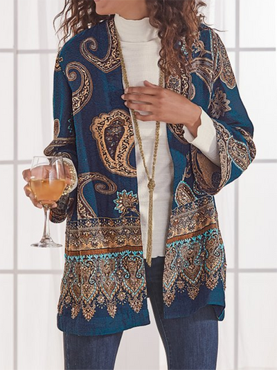 Long Sleeve Tribal Printed Outerwear