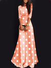 Sweet round neck wave pointed long Half sleeve Maxi Dreeses