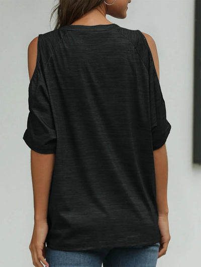 Black Casual Asymmetric Round Neck Shirts & Tops
