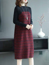 Abstract Paneled Long Sleeve Knitted Dress