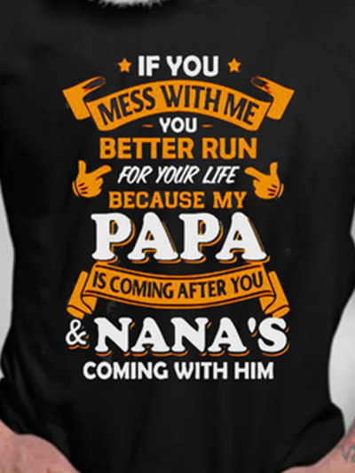 Father's Day "PAPA" Letter Print Men's Casual Short Sleeve Family Macthing Outfit T-Shirts
