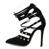 Bootie Hollow Cross Lace Up Rivets Stiletto High Heels Shoes