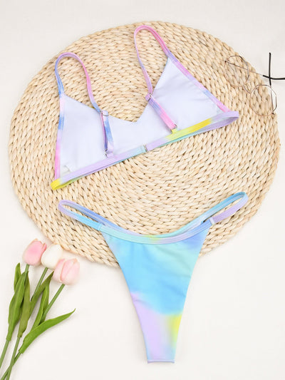 Tie Dye Thong Brazilian Bather Bikini Set