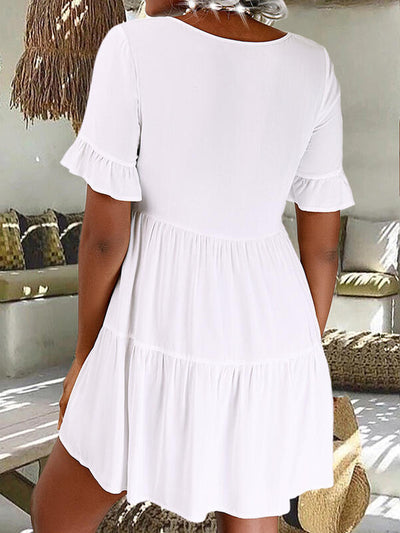 Lace Short Sleeve Casual Shift Dresses