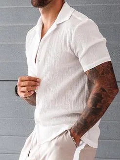 Men's Cotton Linen Short Sleeve Shirts