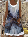 Blue Printed Crew Neck Floral Sleeveless Dresses mini dresses for women