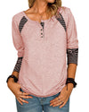 Fashion Long Sleeve Printed Stripe Casual T-Shirts Top