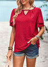 Sweet Plain Knit Top Short Sleeve Woman Fashion T-shirts