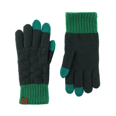 Casual Grid Color Pattern Patchwork Cotton Five Finger Gloves Autumn Winter Warm Accessories