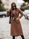 Fashion Simple Double Breasted Long Sleeve Lapel Button Wool Coats