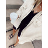 Waffle new casual women turn sown neck plain blouses coats