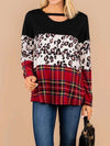 Casual Loose Gored Print Round neck Long sleeve T-Shirts