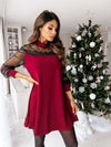 Fashion Sexy Pure Lace Gored Stand collar Long sleeve Shift Dresses