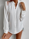 Lace stitching pure stand-up collar elegant long sleeve blouses