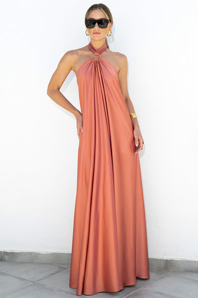 Satin Sling Swing Gown Party Dress Vacation Dresses