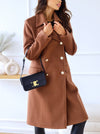 Simple long-sleeved big lapel double-breasted long coats