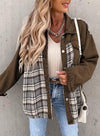 Long Sleeve Plaid Button Turn Down Jacket Top