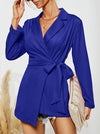 Turn down neck women long sleeve tie waist blazer dress coats (11 colors)