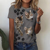Cat Printed Round Neck Short Sleeve Daily T-shirts