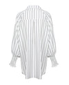 Woman Casual Mid Length Striped Shirt Turn down Down Blouses