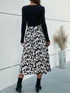 New Spring v-neck long sleeve stitching leopard printed maxi dresses