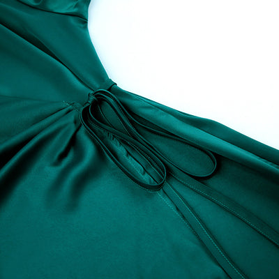 Suit collar long skirt thin green maxi dresses