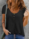 Round Neck Casual Loose Solid Color Short-sleeved Blouses