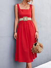 Summer Solid Color Square Neck Holiday Dress Maxi Dresses