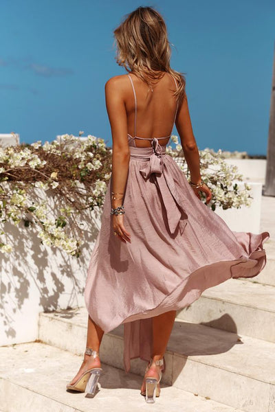 Sexy Backless Lacing  Women Maxi Skater Dresses