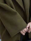 Army Green Solid Casual Plus Size Wool-blend Coats