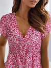 V Neck Floral Casual Short Sleeve T-Shirts Tee