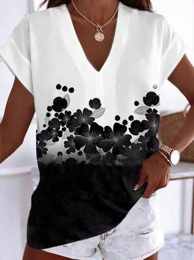 Short Sleeve Floral-Print Cotton-Blend Shirts & Tops