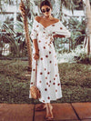 Polka-dot Off-the-shoulder Maxi Dress