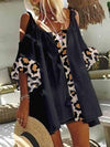 Casual Cotton-Blend Leopard Print Short Sleeve Dresses