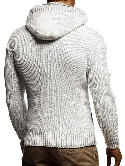 Men's Fashion Chic Plain Hooded Knit Jacket
