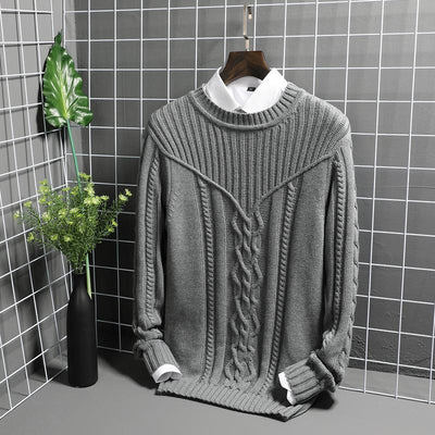 Black Sweater Round Neck Jacquard Knit