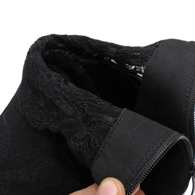 Black Genuine Leather Fashion Martin Boots Medium Heels