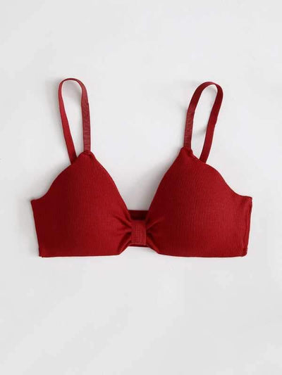 Ribbed Knot Detail Bra - INS | Online Fashion Free Shipping Clothing, Dresses, Tops, Shoes