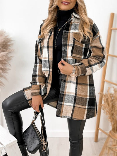Women's Coats Single Breasted Plaid Printed Pocket Wool Coat - Coats - Instastyled | Online Fashion Free Shipping Clothing, Dresses, Tops, Shoes - 23/11/2022 - 30-40 - COA2211231470