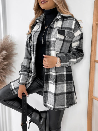 Women's Coats Single Breasted Plaid Printed Pocket Wool Coat - Coats - Instastyled | Online Fashion Free Shipping Clothing, Dresses, Tops, Shoes - 23/11/2022 - 30-40 - COA2211231470